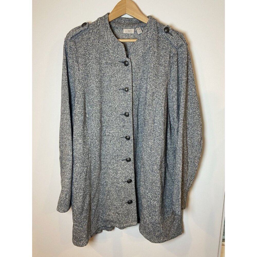 NWOT LOGO Lori Goldstein Cardigan Sweater Gray Size 2X New